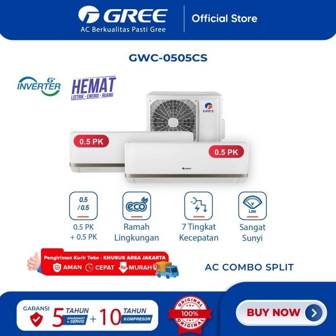Murah Gree Ac Combo Split- Inverter - Gwc-0505Cs(S) - Putih