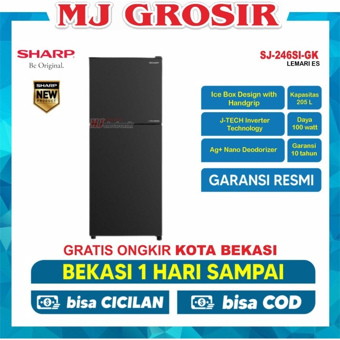 Bisa Grab Kulkas Sharp Sj 246 Si Gk Lemari Es 2 Pintu Sj-246Si-Gk Inverter