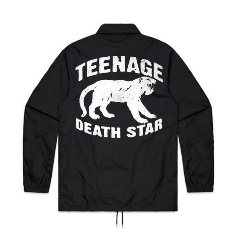 Coach Jaket Teenage Death Star | Windbreakers Hitam | Jaket Band Punk | Jaket Parasut Distro