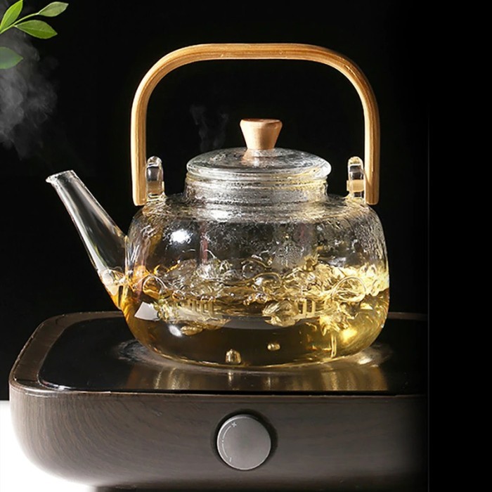 OneTwoCup Teko Teh Jepang Kaca Borosilicate Tahan Api Kompor Aesthetic