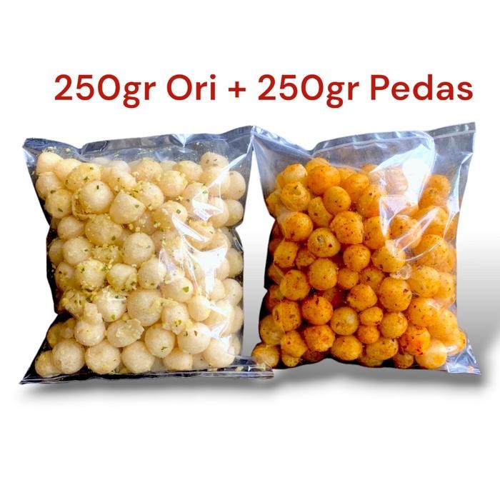 

PROMO SPECIAL BUNDLING Cimol Kering Endog Lewo Spesial Daun Jeruk 250GR Ori + 250GR Pedas Camilan