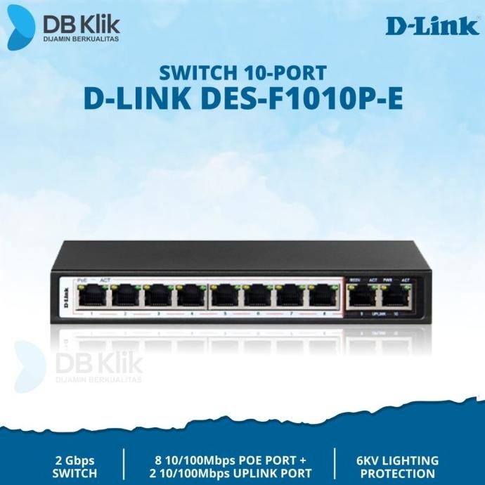 CO Switch D-Link DES-F1010P-E 8Port PoE+2Port Uplink - DLink DES F1010P E