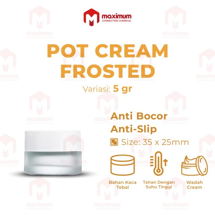 KODE C Botol Kaca Pot Cream Frosted 5ML / Pot Jar Solid Cream Bottle 5gr