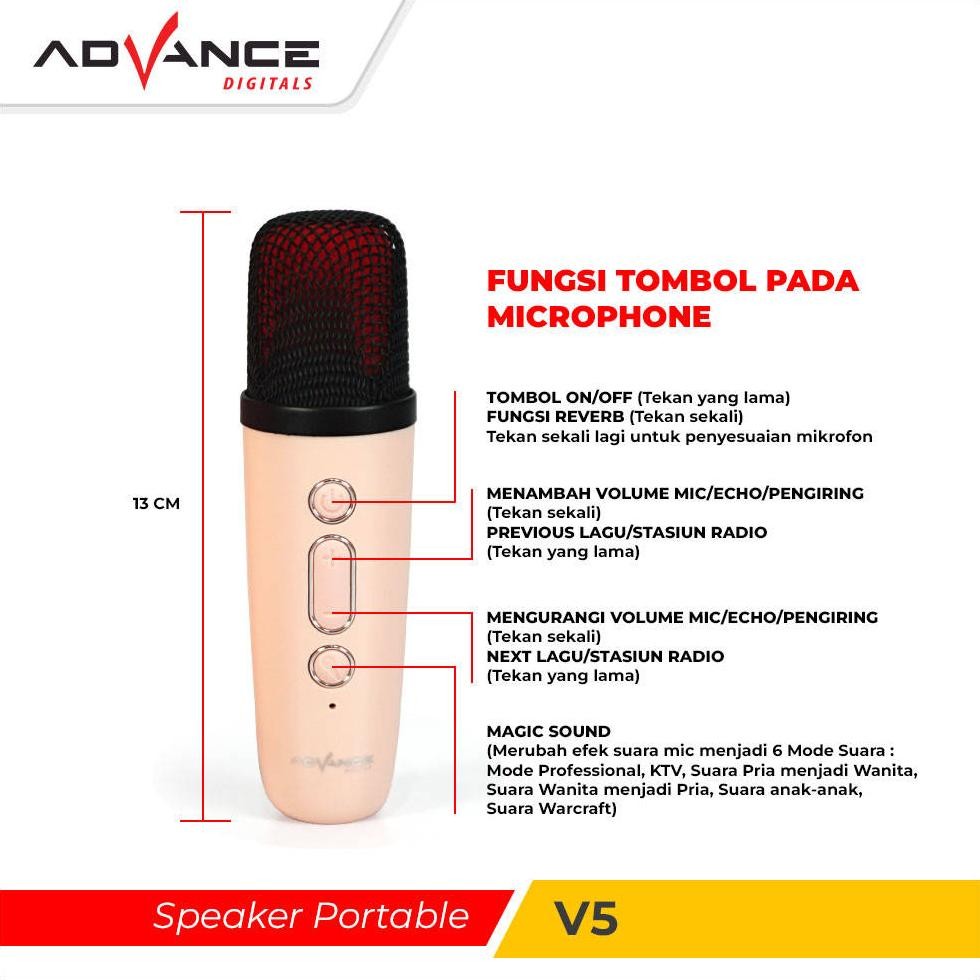 Advance V5 Portable Microphone Karaoke Speaker Mic Bluetooth Karaoke
