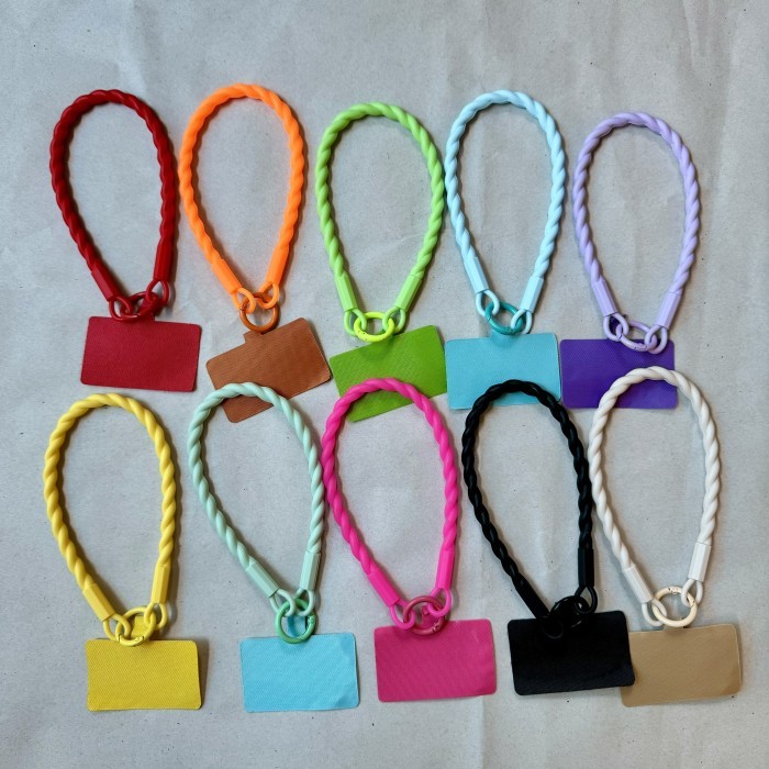 KOMPLIT Hand Strap Tali Lanyard Pendek karet Warna Stabilo Phone strap mini Tali gantungan gelang HP