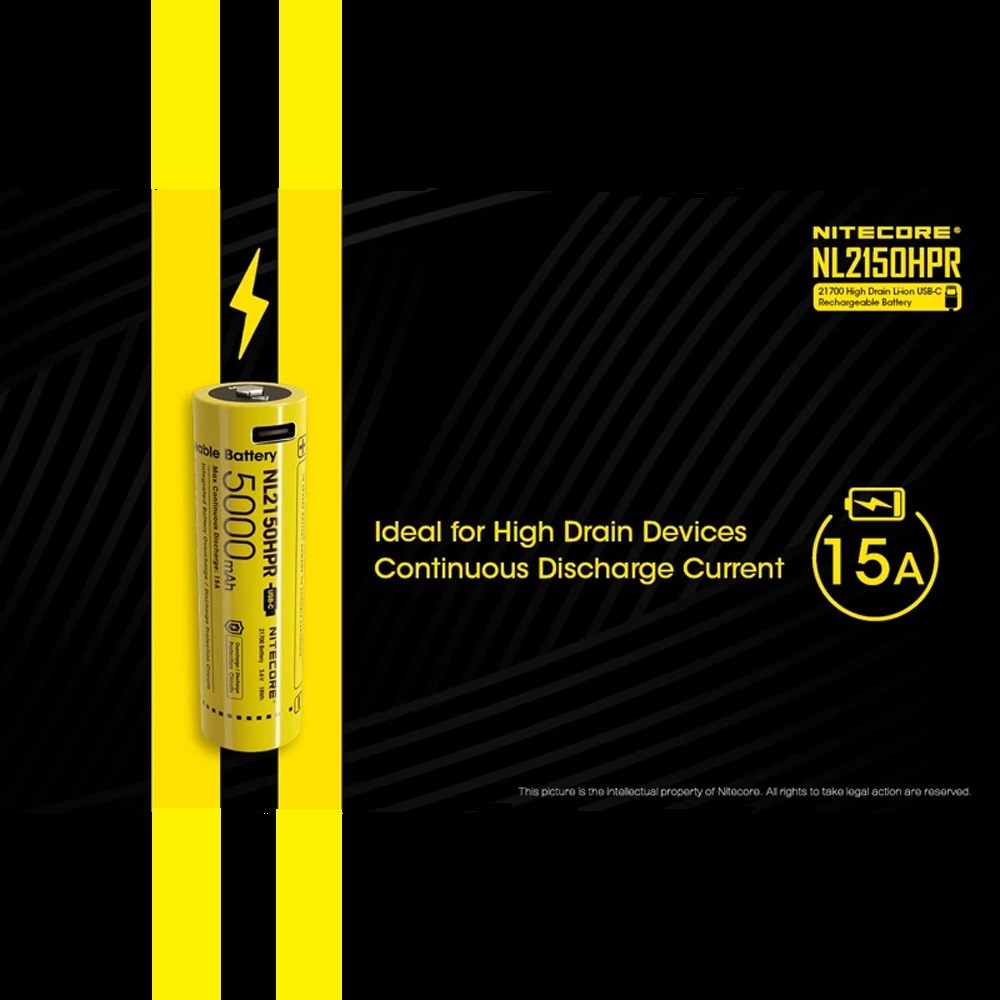 NITECORE Baterai Rechargeable 21700 Li-Ion 3.6V 5000mAh 1 PCS