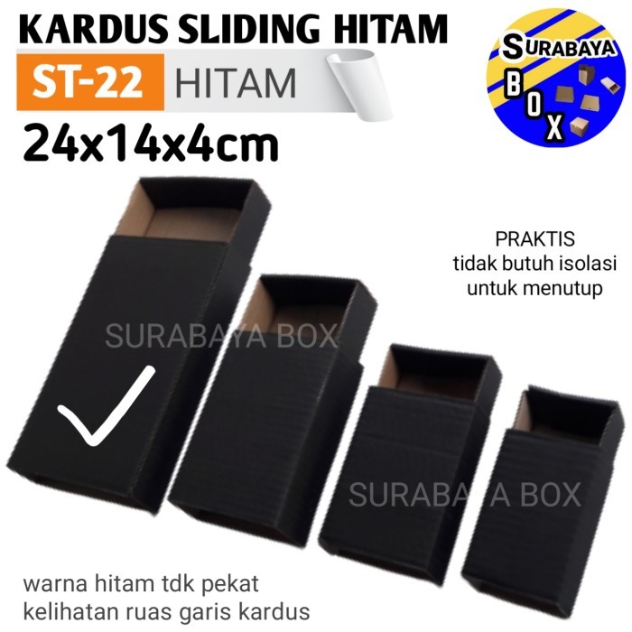 MURAH KOTAK SLIDING ST-22 HITAM KARDUS KARTON BOX DUS HP AKSESORIS SOUVENIR