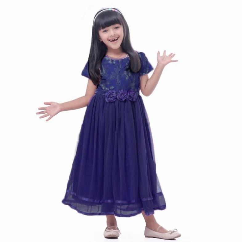 Polos Putih Dress Gaun Pesta Anak Brukat Bunga