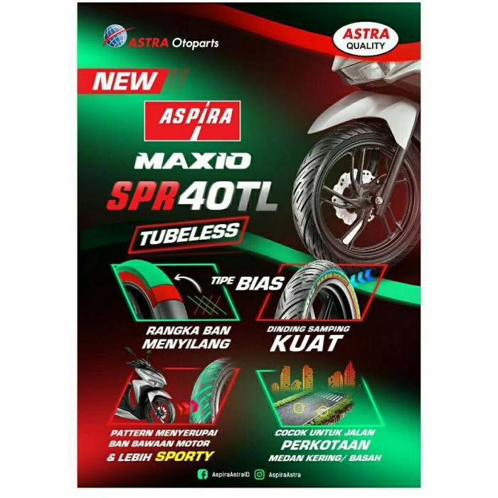 Ban Aspira Maxio 80/80-14 Type Spr 40 Tubeless