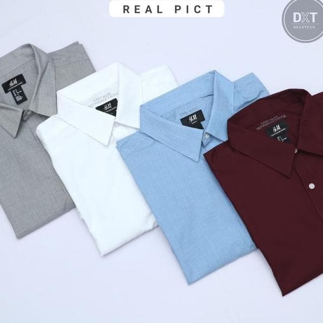 H&M KEMEJA EASY IRON SLIM FIT SHIRT WHITE PUTIH HNM PRIA COWO ORIGINAL