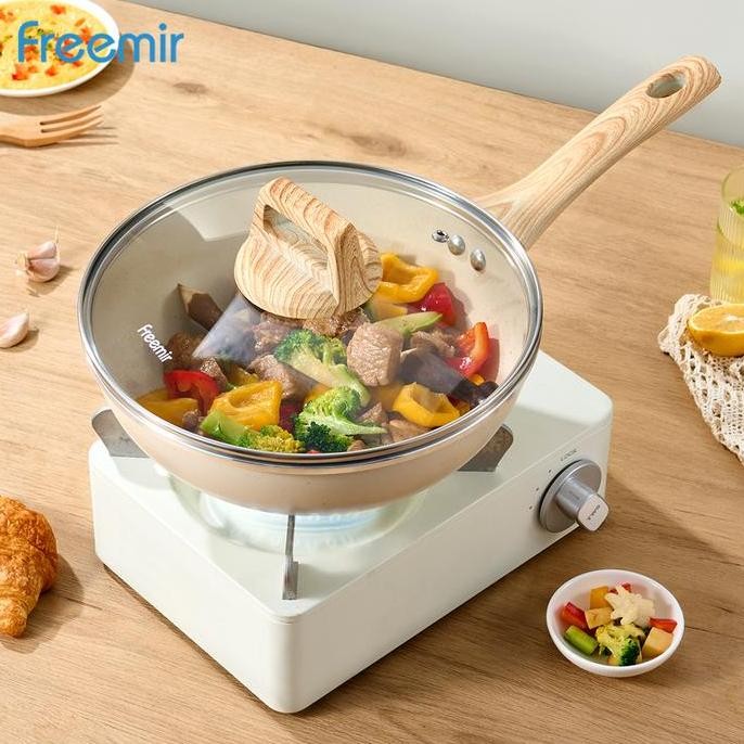 

Terlaris (Exclusive) Freemir Ori Wajan Wok Pan Beige 24 Cm Wajan Seblak Wajan Anti Lengket Gagang Kayu Tutup Kaca Granit Premium Kitchenware Serbaguna Ready Stok