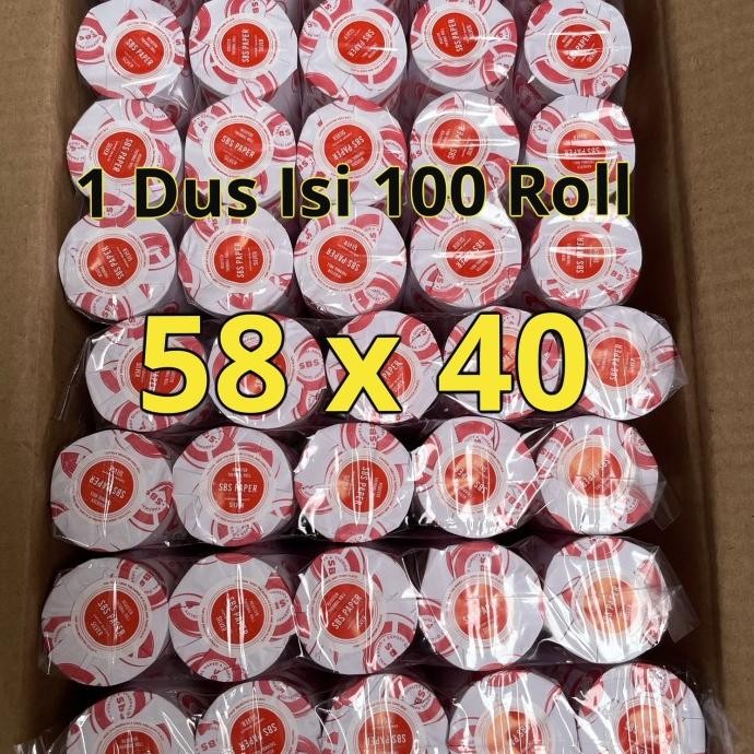 

1DUS ( ISI 100ROLL) KERTAS KASIR THERMAL PAPER ROLL 58 X 40 / 58X40 ORIGINAL DAN TERPERCAYA