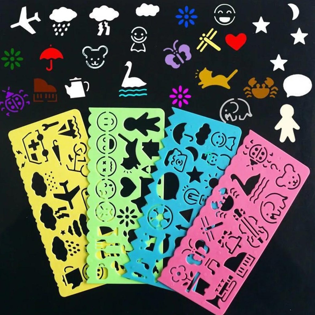 

4 Pcs/Lot Cartoon Children Speed Hua Chi Drawing Template Ruler Hua Chi Ruler Stationery Student School Supplies Wholesale