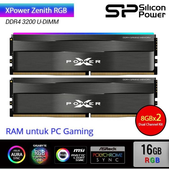 CO Silicon Power XPower Zenith RGB Gaming DDR4 3200 UDIMM - (8GB x 2pcs)