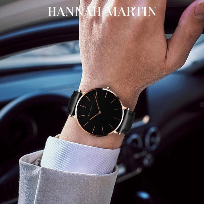 TERSEDIA HANNAH MARTIN  JAM TANGAN COUPLE 100% ORI KUARSA KLASIK MODE TALI KULIT JAM TANGAN PRIA+JAM