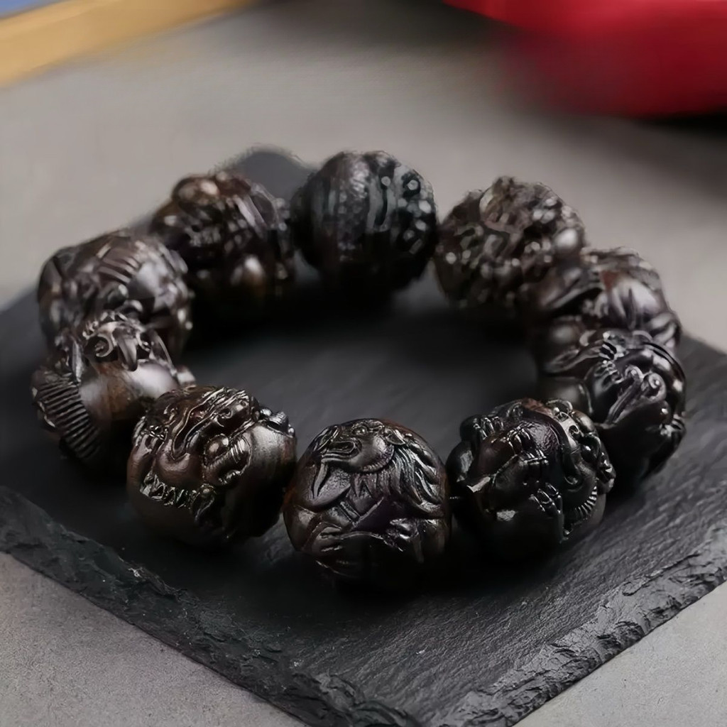 Gelang Naga Dominan Nanmu Catur Hitam Agarwood Pria