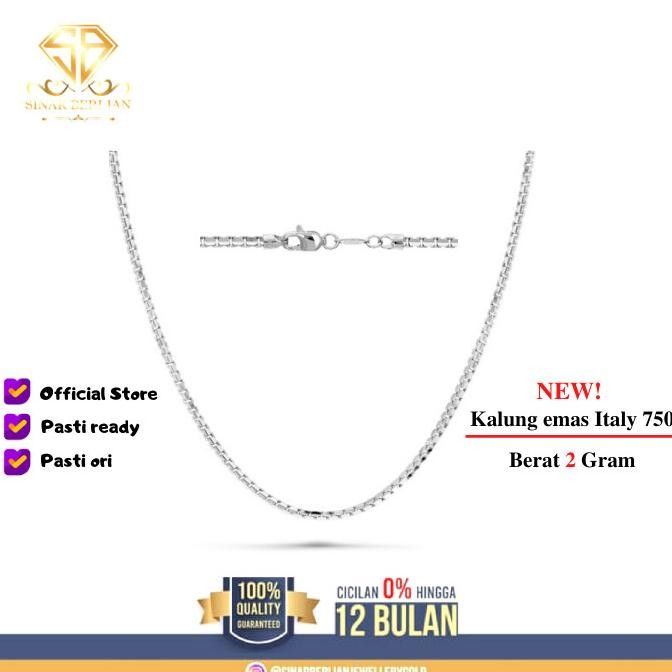 Promo SINAR BERLIAN kalung Italy Emas putih asli750 terbaru original 2 Gram
