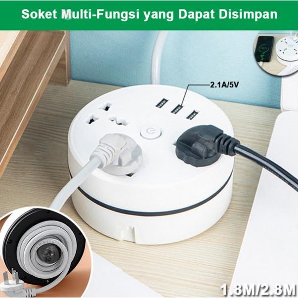 KABEL ROLL COLOKAN LISTRIK USB SMART POWER STRIP STOP KONTAK EKSTENSI
