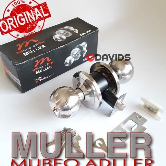 KUNCI PINTU KAMAR MANDI RUMAH BULAT SLOT HANDLE MULLER STAINLESS