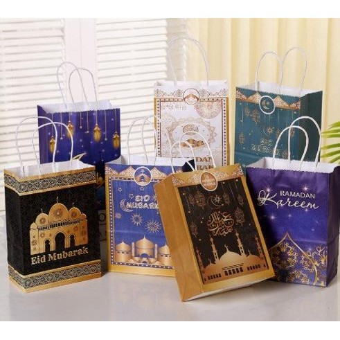 

monggo] Paper Bag Eid 1pc/Kantong Kertas Tas Parcel Lebaran Idul Fitri