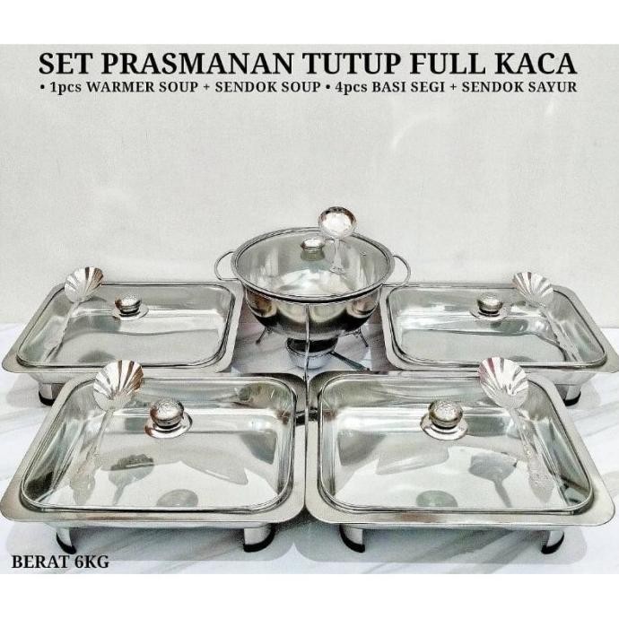 CO set prasmanan full kaca + Warmer stainless