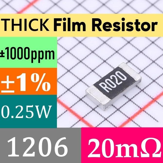 Murah (10) 20m 1206 1% Thick Film Resistor SMD Chip Resistor 0.02R R020 lisu992 Murah
