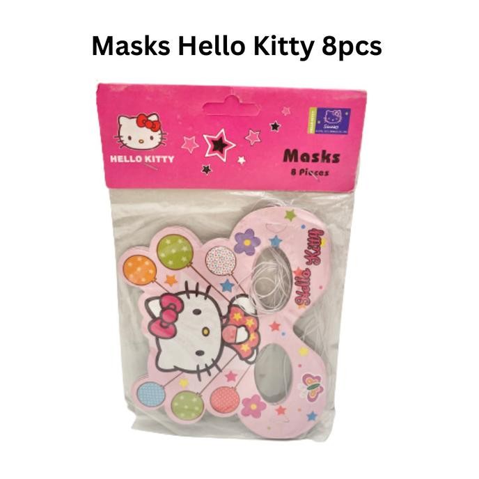 Produk Terbaik] Masks Hello Kitty 8pcs/ Topeng Kertas Pesta Anak