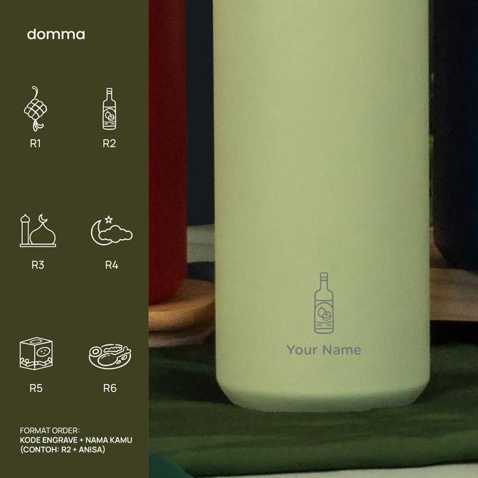 

[Domma] Custom Engrave-16 Oz/500 Ml Classic Insulated Reusable Tumbler Water Bottle - Thermos Double Wall Stainless Steel Botol Minum Kopi Teh Hadiah Hampers Natal Lebaran Gift Original Dan Terpercaya