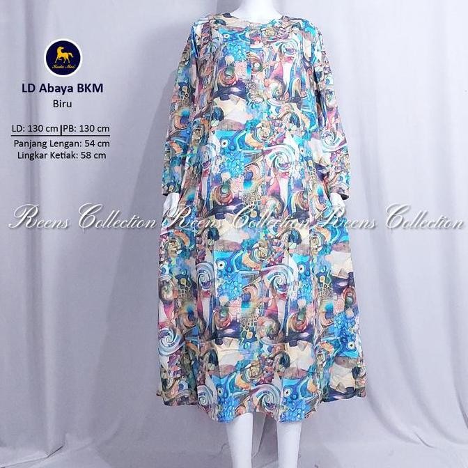 Batik Kuda Mas Longdress ABAYA Jumbo LD-130cm | Daster Lengan Panjang Semata Kaki 3 Kancing Depan Bu