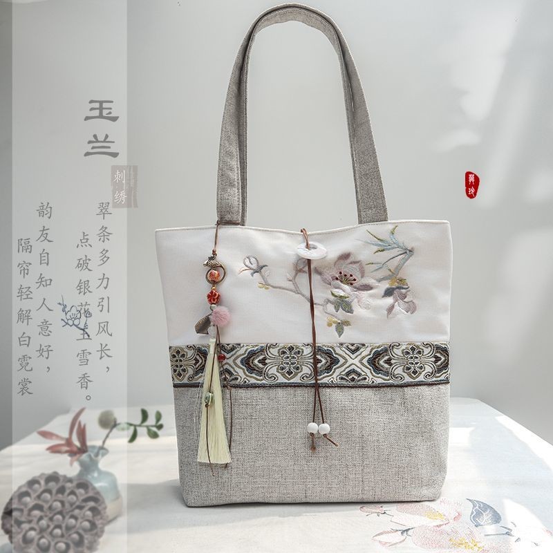 Tas wanita, tas kanvas bordir gaya Cina baru, berbagai tas tangan, tas bahu bordir