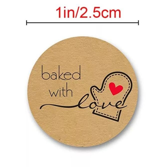 

TERMURAH SGS Sticker Label kemasan baked with love / sticker kue 100 pcs