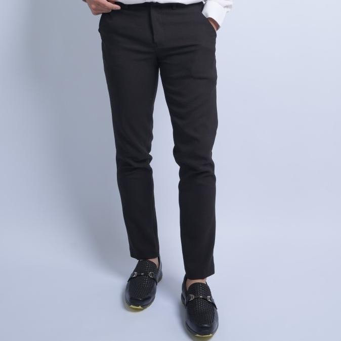 Promo Celana Panjang Bahan Pria Hitam Polos Celana Kantor Formal Slimfit