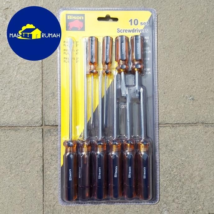 HARGA DISKON Obeng Set 10pcs 10 pcs Radio Cebol Min Minus Plus 2" 3" 4" 6" - BISON