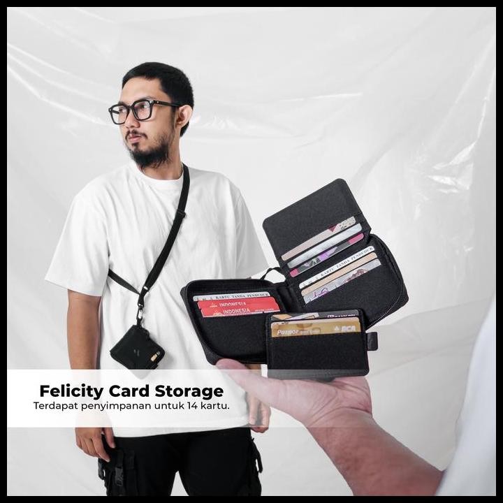 Terlaris Dompet Gantung Leher Kartu Hitam Sidekick Project Felicity Pria Dengan 2 Cash Organizer Dan