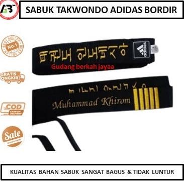 SABUK HITAM TAEKWONDO ADIDAS ORIGINAL-BORDIR