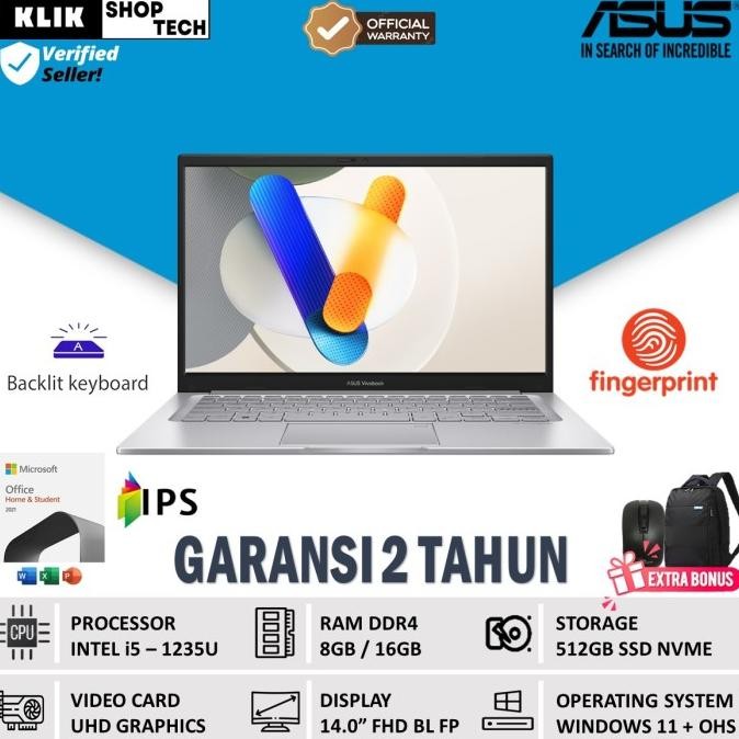 Laptop ASUS core i5 RAM 16GB SSD 512GB 14"FHD IPS Win 11 A1404ZA Baru BIMS