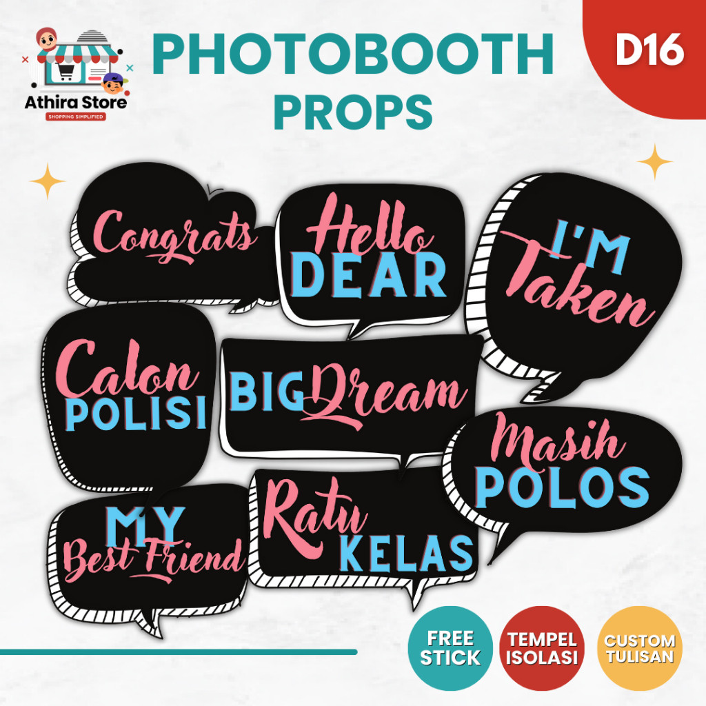 D16 Photobooth props kelas custom anak sekolah dekorasi photo booth black color photobooth wisuda