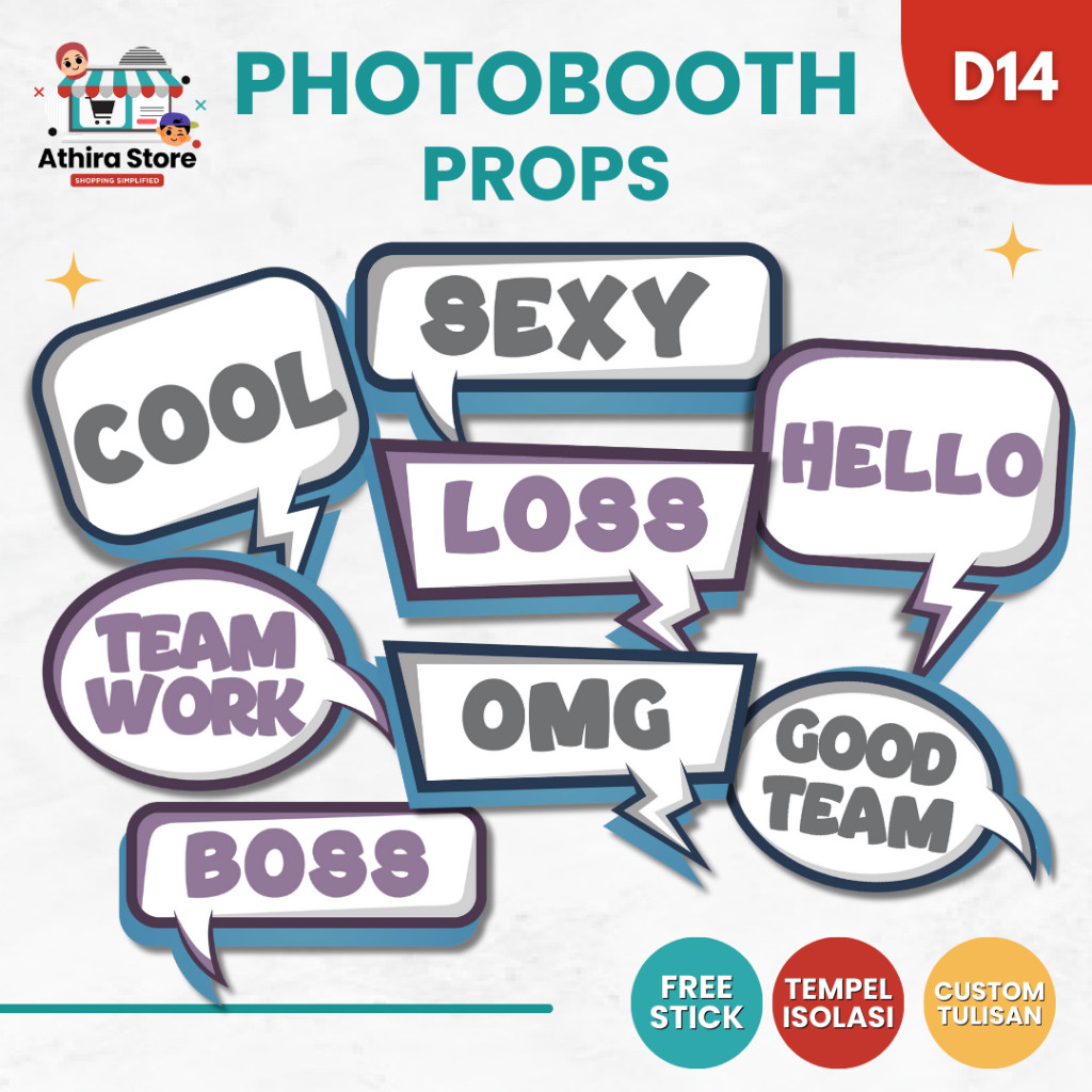 D14 Photobooth props team work / dekorasi foto photo props sekolah custom wedding perlengkapan foto