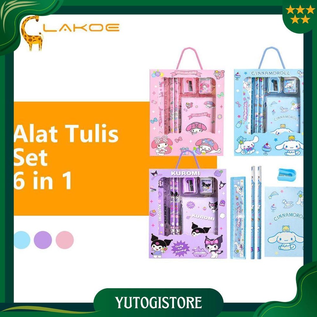 

Lakoeofficialmall Alat Tulis Set Anak Sd Kuromi 6 In 1 Kotak Pensil Anak Set Pensil Penghapus Penggaris Cod