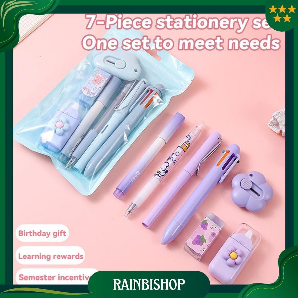 

[Cod] Set 7-Piece-Set Set Alat Tulis Kawaii Paket Hadiah Perlengkapan Sekolah Lucu Berbagai Macam Alat Tulis, Bahan Plastik Tahan Lama Best Seller