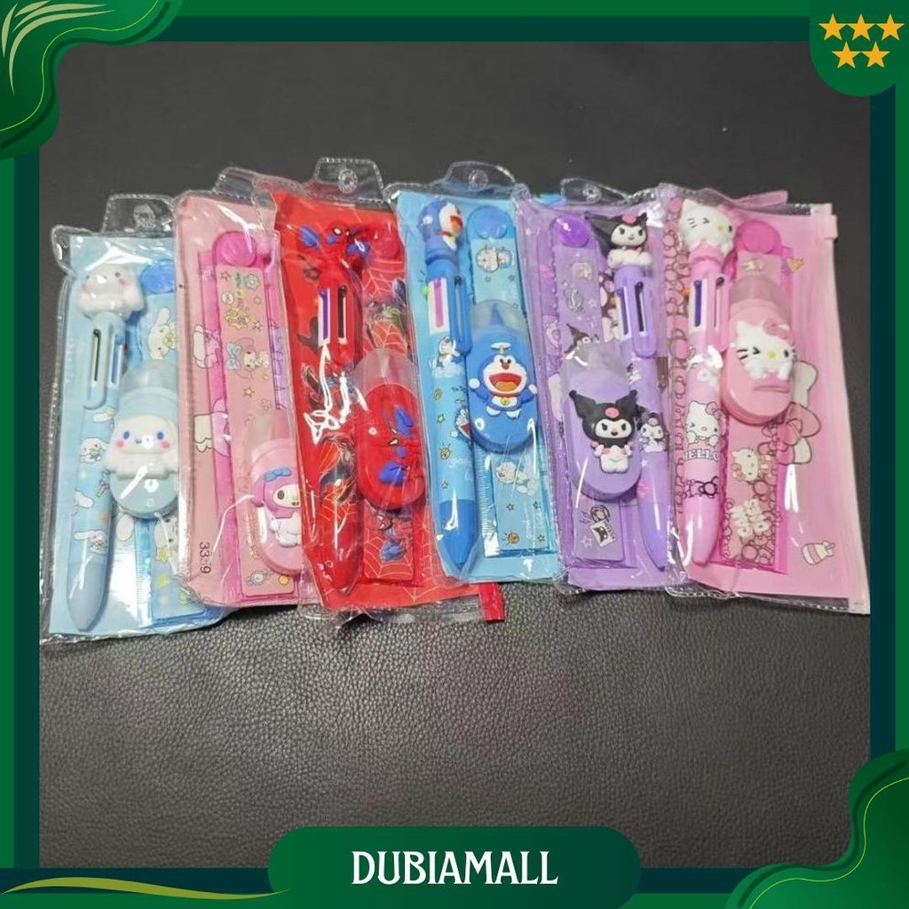 

3 In 1 Alat Tulis Anak Sekolah Penggaris Pensil Karakter Lucu Kuromi Cinamonrol Melody Set Pouch Plastik Promo 4.4