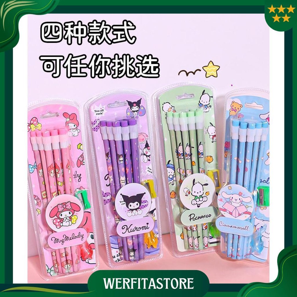 

[Lulukids] Pensil Isi 12Pcs Set Motif Karakter Sanrio Lucu / Paket Peralatan Tulis Pensil Penghapus Peraut / Alat Genggam Pensil Batang Ut-18 Sale
