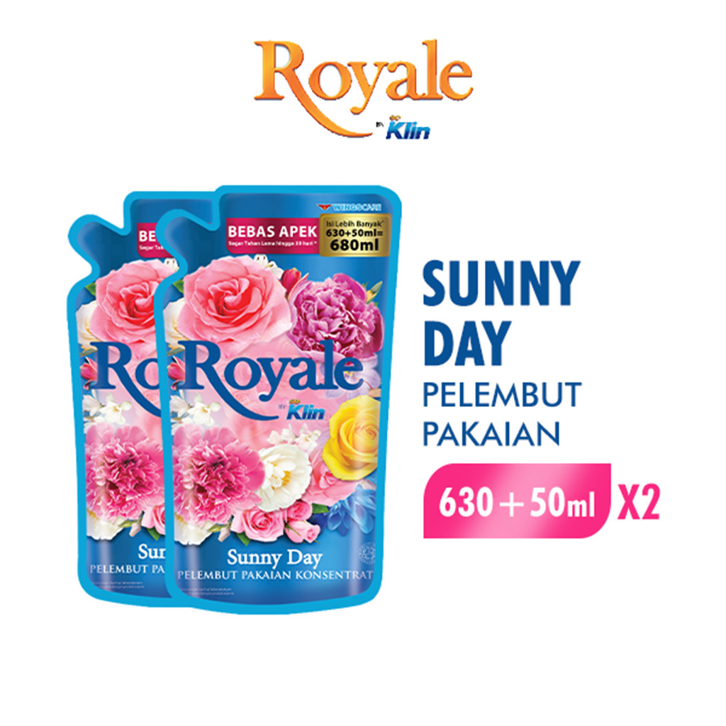 Royale Pelembut dan Pewangi Pakaian Sunny Day Pouch 680 ml x2