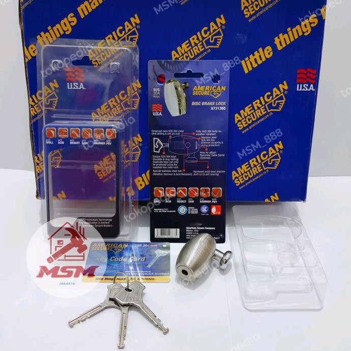 Kunci Gembok Cakram Motor Original American Secure Safety Lock Cakram