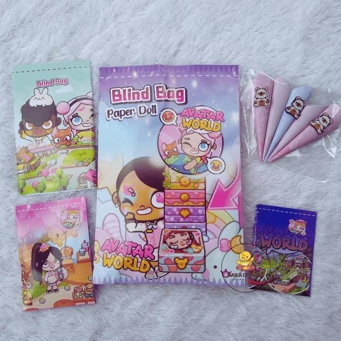 Blind Blin Bag Nail Paper Doll Series Roblox Kuromy Labubu Cinnamorol Ava World Toca Boca Melodi Pom