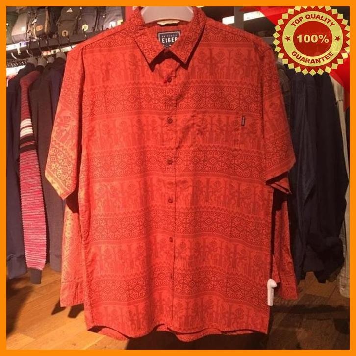 [bra] eiger kemeja batik lengan pendek pria original kambera shirt 1989-red