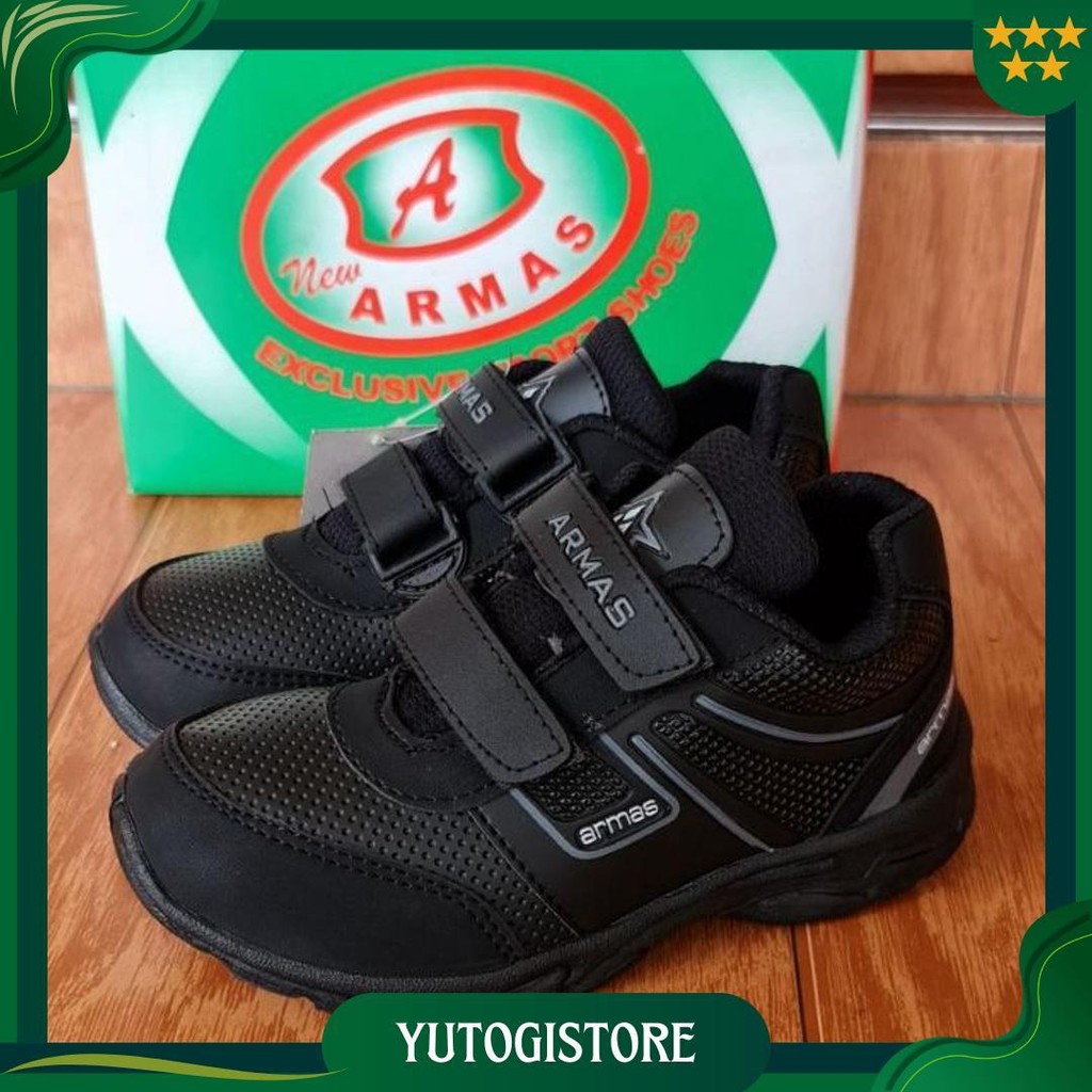 Sepatu Anak Sekolah Original Armod-Armas Crv Sepatu Hitam Polos Cod