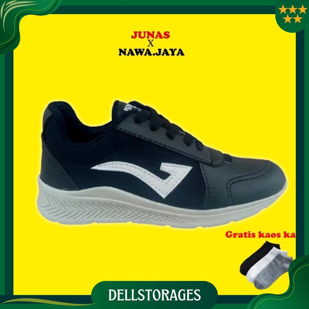 Sepatu Sekolah Anak Laki Laki Perempuan  Hitam Polos Hitam Putih Sd Smp Sma Sneakers Sport Tali Sale