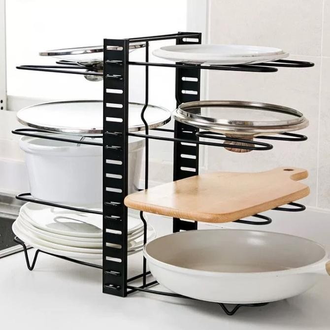 Frying Pan Pot Rack Stand / Rak Tempat Panci Wajan Korea Hitam H470 CS