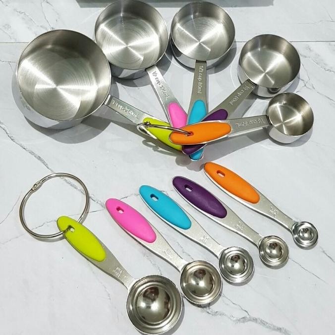 SALE stainless measuring cup and spoon set 10cpcs /sendok takar set